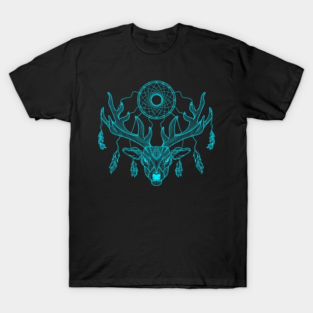 Mandala neon deer design with a deer designed in a mandala style T-Shirt by g14u